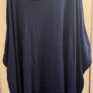 Dubgee Women’s Plus Size Navy Blue Poncho with Front Pocket